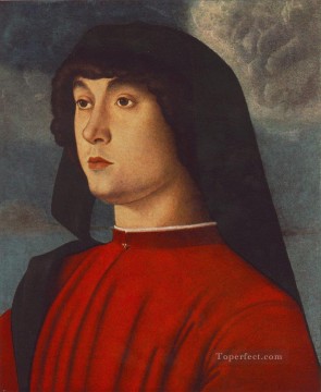 ジョバンニ・ベリーニ Painting - 赤い服を着た若者の肖像 ルネッサンス ジョヴァンニ・ベリーニ